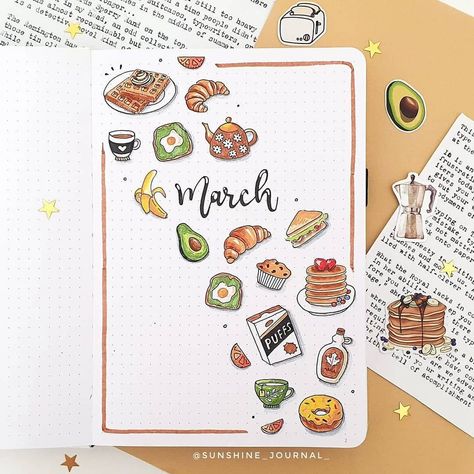 Bujo 2023, March Bullet Journal, Bullet Journal Month, Bullet Journal Ideas Templates, Instagram Stickers, Creating A Bullet Journal, Bullet Journal Cover Page, Bullet Journal Mood Tracker Ideas, Bullet Journal Paper