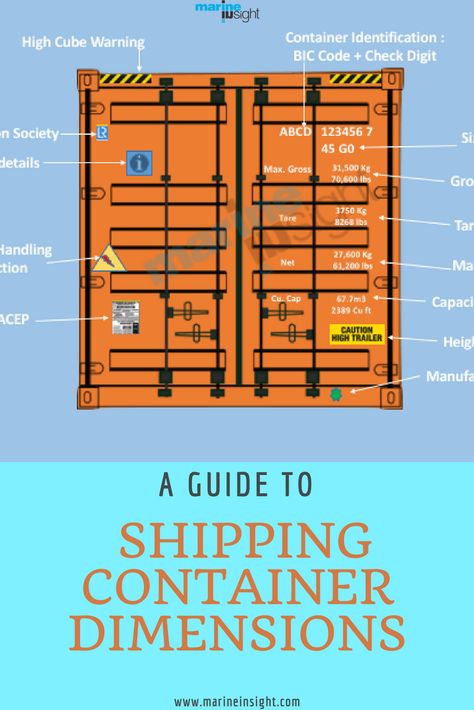 A Guide to Shipping Container Dimensions #shipping #containers #marineinsight Shipping Container Cost, Shipping Container Dimensions, Small Shipping Containers, Garage Workshop Plans, Maritime Law, Used Shipping Containers, Sea Containers, Container Dimensions, Workshop Plans