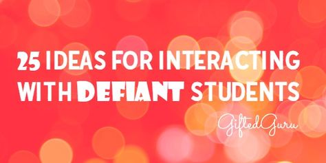 Got defiance? Handling defiant students (or personal children) can be one of the most difficult aspects of teaching, particularly when we don’t feel supported by others on the support team. Having a large toolbox of strategies and ideas can help. I’m sharing the ideas I’ve gathered over time from lots of sources, and I’m … Middle School Classroom Management, Substitute Teaching, Behaviour Strategies, Behavior Supports, Guidance Lessons, Classroom Tips, Teaching Social Skills, Behavior Modification, Student Behavior