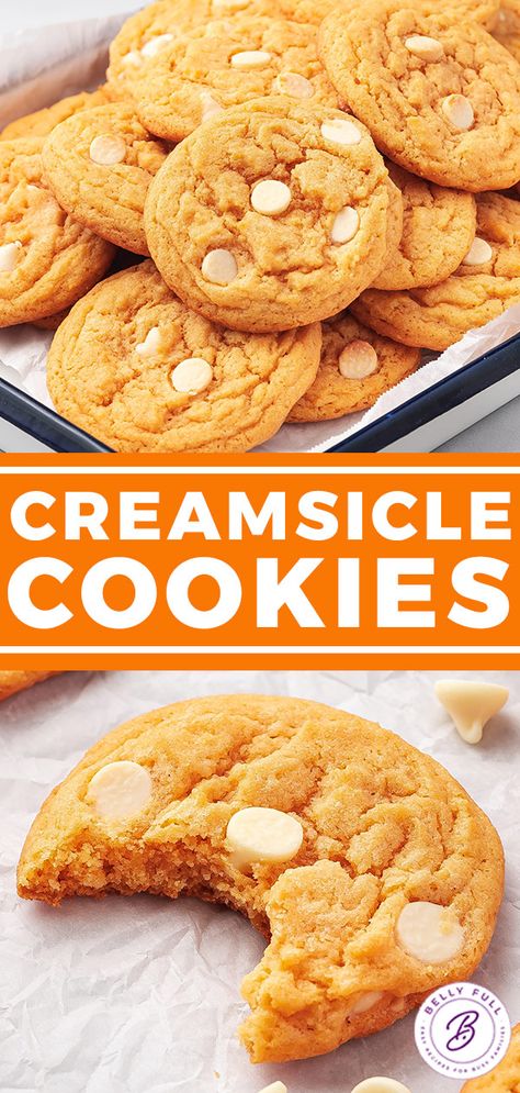 Orange Creamsicle Cookies, Creamsicle Cookies, Orange Cookies, Cake Mix Cookie Recipes, Orange Creamsicle, Easy Baking Recipes Desserts, Baked Dessert Recipes, Cake Mix Cookies, Fun Baking Recipes