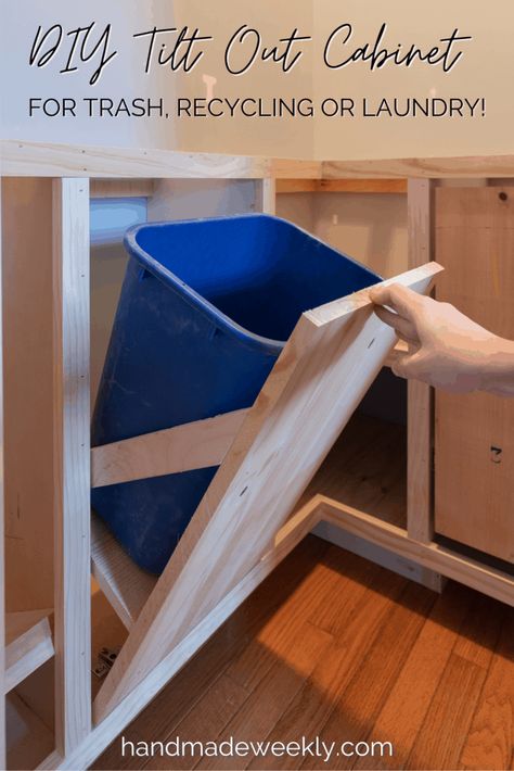 Tilt Out Cabinet, Laundry Hamper Diy, Hamper Cabinet, Hamper Diy, Tilt Out Laundry Hamper, Diy Custom Closet, Trash Can Cabinet, Cocina Diy, Custom Pantry