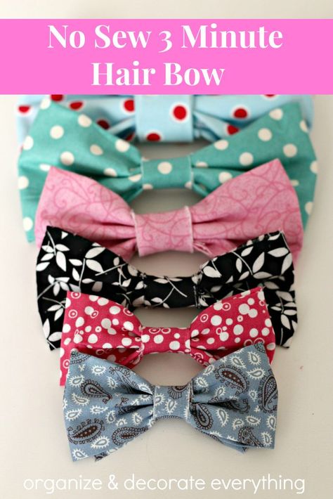 Easy Hair Bows, No Sew Bow, Hair Bow Organizer, Diy Sy, Bow Organizer, Hair Bow Tutorial, Fabric Hair Bows, Diy Bows, Costura Diy