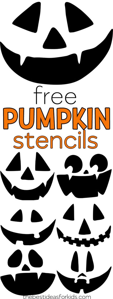 Free Pumpkin Carving Stencils - these are the perfect Jack-O-Lantern faces for carving pumpkins with kids. Free Pumpkin Carving Templates included. #bestideasforkids #halloween #halloweencrafts #pumpkins #kidsactivities Kids Pumpkin Carving Templates, Free Printable Pumpkin Carving Stencils, Pumpkin Carving Templates Free, Pumpkin Templates Free, Kids Pumpkin Carving, Pumpkin Face Templates, Printable Pumpkin Carving Stencils, Pumpkin Carving Stencils Templates, Pumpkin Carving Stencil