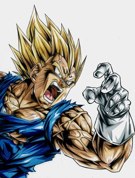 Vegeta Artwork, Shen Long Tattoo, Dbz Drawings, Majin Vegeta, Drawing Superheroes, Dragon Ball Tattoo, Ball Drawing, Dragon Ball Painting, Dragon Ball Super Wallpapers