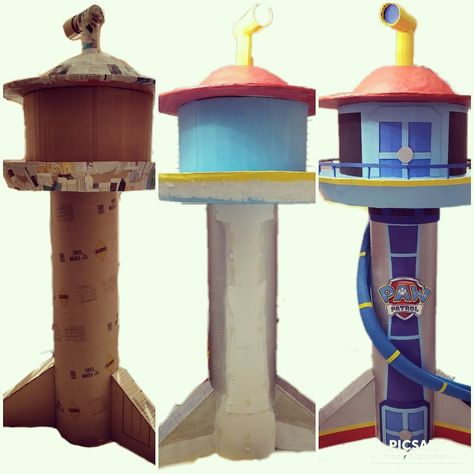 Paw Patrol Cardboard Car, Paw Patrol Cardboard Cutout, Paw Patrol Dog House Diy, Paw Patrol Lookout Tower Diy Cardboard, Diy Paw Patrol Tower, Trunk Or Treat Ideas Paw Patrol, Paw Patrol Lookout Tower Diy, Paw Patrol Decorations Birthdays, Paw Patrol Trunk Or Treat