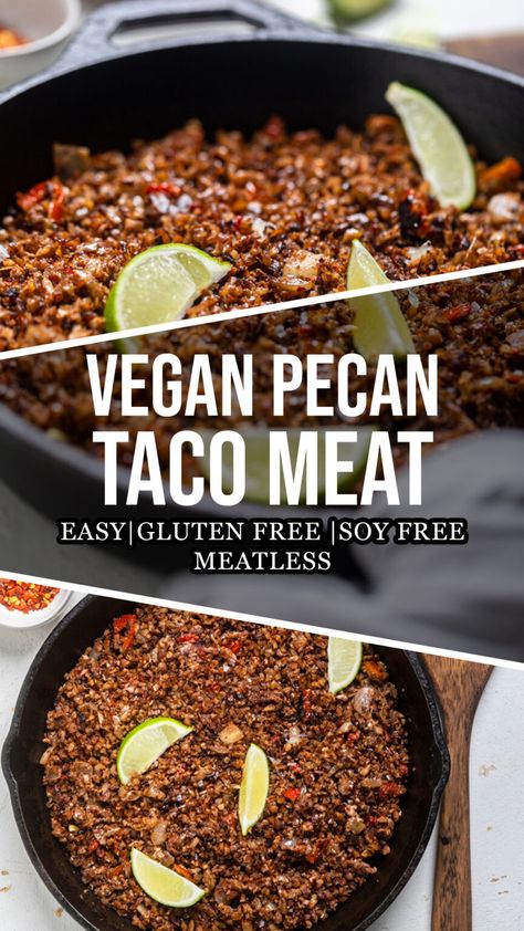 Vegan Taco Meat Recipe, Quick Vegan Dinner, Vegan Taco Meat, Vegan Tacos Meat, Vegan Meat Recipe, Vegan Ground Beef, Vegan Pecan, Vegan Taco, Taco Meat Recipes