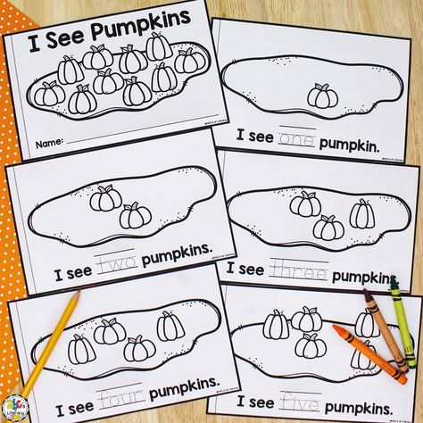 Number Words Pumpkin Book: Free Printable Book Name Activities Preschool, Concepts Of Print, Number Formation, Pumpkin Books, Pumpkin Activities, Name Activities, Number Activities, Activities Preschool, Number Words