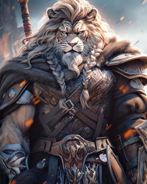 Lion Kingdom, King Lion, Animal Portraits Art, Creature Artwork, Female Character Concept, Canine Art, White Lion, Knight Art, D&d Dungeons And Dragons