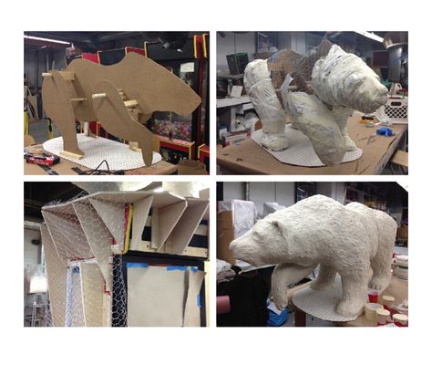 Paper Mache Polar Bear, Paper Mache Bear, Paper Mache Recipe, Save The Polar Bears, Free Printable Paper, Paper Mache Animals, Bear Sculptures, Cardboard Sculpture, Paper Mache Sculpture