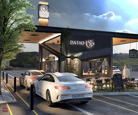 Ratio Drive Thru :: Behance Ice Cream Shop Exterior Design, Drive Thru Restaurant Design, Coffee Shop Drive Thru, Drive Through Coffee Shop, Drive Thru Restaurant, Drive Thru Coffee Shop, Coffee Drive Thru, Drive Thru Coffee, Capira