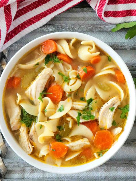 Weekly Menu, January 18-24 | Get All of My Weekly Dinner Ideas Panera Chicken Noodle Soup, Chicken Noodle Soup Recipe Homemade, Thanksgiving Spread, Turkey Noodle Soup, Holiday Leftovers, Turkey Soup, Homemade Noodles, Chicken Noodle Soup Homemade, Noodle Soup Recipes