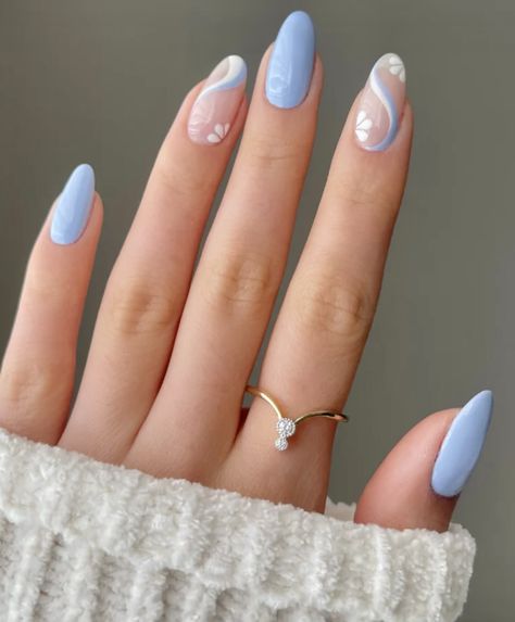 Outer Banks Nails, Blue Spring Nails, Flower Nail, Blue Spring, Ocean Breeze, Blue Flower, Spring Nails, Your Story, Nail Inspo