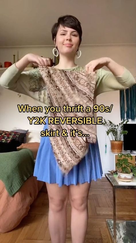 passingwhimsies on Instagram: Whoever came up with the idea for reversible clothing items is the real MVP. 🏆 Thrifted this reversible 90s/Y2K skirt last week and… Reversible Clothing, Reversible Skirt, Y2k Skirt, Pixie Cut, Clothing Items, Fashion Inspo, Summer Dresses, Skirt, Clothes