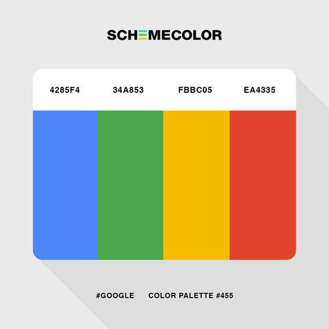 #Google #Official #Brand #Colors #ColorScheme #ColorPalette   https://www.schemecolor.com/google-logo-colors.php Google Color Palette, Logo Color Schemes, Google Material Design, Ui Color, Painting Logo, Logo Colors, Google Logo, Challenge Ideas, Hex Color Codes