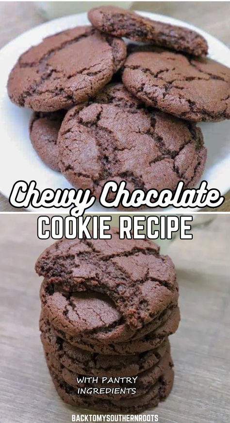 Delicious chewy chocolate cookies made with simple pantry ingredients, perfect for a sweet treat. Choc Cookies With Cocoa, Dutch Chocolate Cookies, Small Batch Chocolate Cookies, Chocolate Cookies Recipes, Southern Baking, Easy Chocolate Cookies, Best Chocolate Cookie Recipe, Zucchini Brownie, Wedding Baking