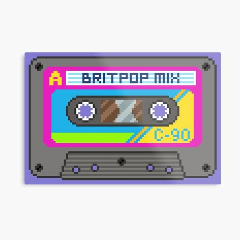 "Pixel Art Britpop Cassette Tape" Metal Print by FussFreeMcGee | Redbubble Cassette Futurism, Vintage Cassette, Music Cassette, Cassette Player, Music Wall, Futurism, Cassette Tape, A Metal, Cassette Tapes