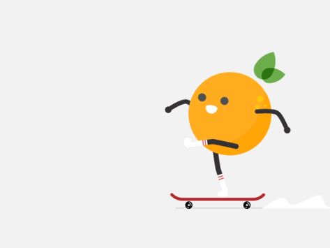 Skating Animation, Skateboard Animation, Orange Gif, Flat Character Illustration, Interesting Gif, Vector Animation, Flat Art, Web Design Mobile, Fruit Cartoon