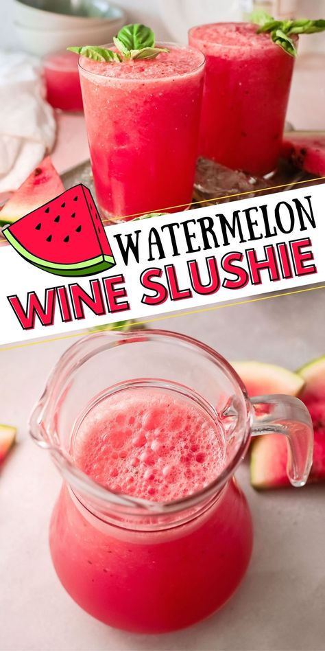 Wine Slushie Recipe, Wine Slush, Watermelon Slushie, Wine Cubes, Watermelon Wine, Wine Slushies, Fun Summer Drinks, Slushie Recipe, Wine Slushie