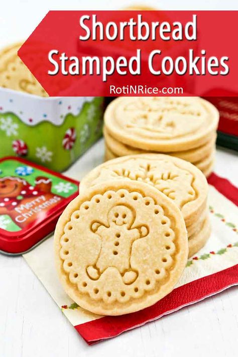 Buttery melt-in-the-mouth Shortbread Stamped Cookies using only 4 simple ingredients. A beautiful and delicious addition to any holiday. | RotiNRice.com #shortbreadcookies #stampedcookies #thanksgiving #christmascookies Stamp Cookies Recipe, Molded Cookies, Stamped Cookies, Powdered Sugar Icing, Rasa Malaysia, Sugar Icing, Shortbread Recipes, Pastry Blender, Beautiful Cookies