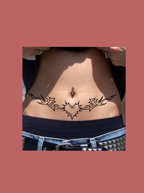 Edgy emo spiky heart tribal Spiky Tattoos, Stomach Tattoos, Tattoo Designs, Tattoos, Design