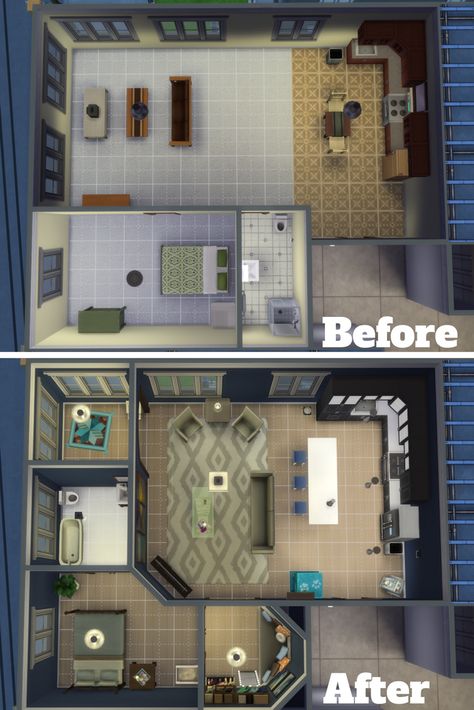 Remodel of 17 Culpepper House | SimsVIP 17 Culpepper House, Culpepper House, Sims 4 City Living, Sims 4 Houses Layout, San Myshuno, Die Sims 4, Sims Free Play, Sims 4 House Plans, Sims 4 House Building