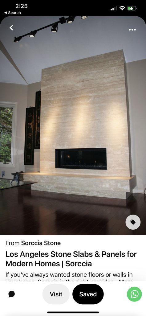 Travertine Fireplace, Fireplace Feature, Ivory Travertine, Contemporary Rustic Decor, Fireplace Facade, Brick Fireplace Makeover, Limestone Fireplace, Open Plan Living Room, Stone Panels