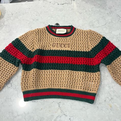 Gucci Knit Sweater Can Fit Xs-Small Gucci Knitwear Women, Gucci Sweater Women, Gucci Crochet, Gucci Knitwear, Gucci Knit, Gucci Sweatshirt, Gucci Sweater, Skull Sweater, Metallic Shorts