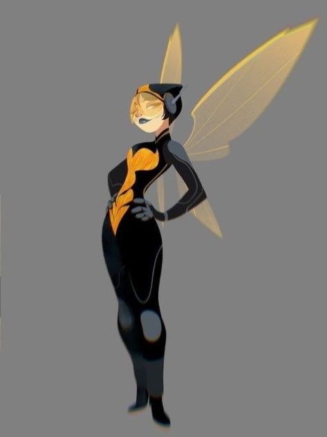 Bee Superhero Oc, Bee Character Design Concept Art, Insect Person Character Design, Dragonfly Superhero, Wasp Character Design, Dragonfly Character Design, Wasp Fanart, Wasp Oc, Bee Armor