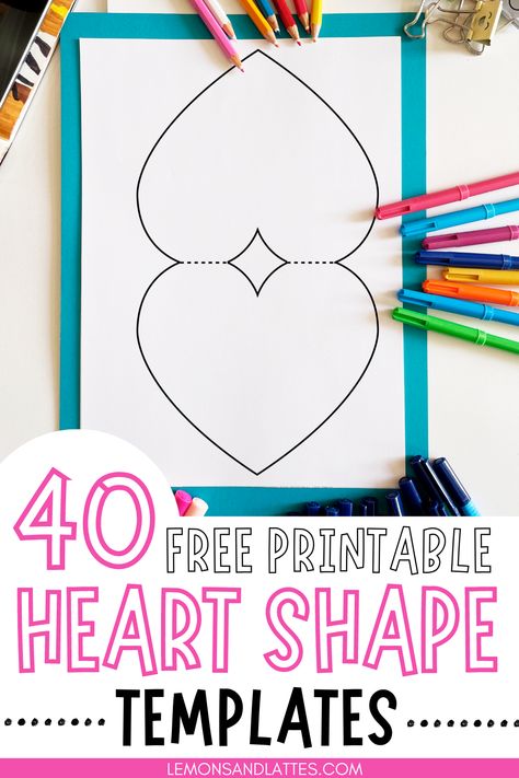 Free heart template printables. These are perfect for making a card for Valentine's Day, school projects, scrapbooking, and more! Valentines Day Card Template For Kids, Valentines Card Templates Free Printable, Heart Shaped Valentines Cards, Heart Shape Craft, Heart Cards Diy, Heart Templates Free Printables, Free Card Templates, Heart Shaped Card, Valentines Origami