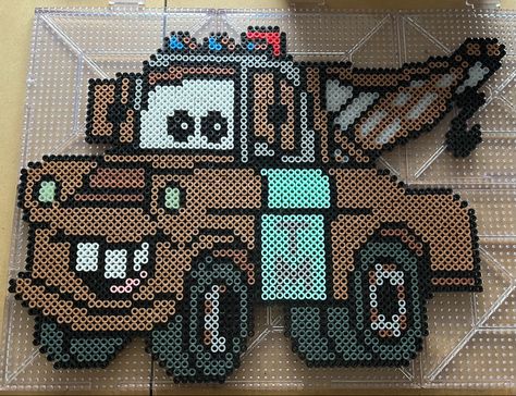 Custom order I did of Mater! Cars Characters, Easy Perler Bead Patterns, Hama Beads Patterns, Disney Cars, Perler Bead Art, Perler Patterns, Perler Bead Patterns, Hama Beads, Perler Beads