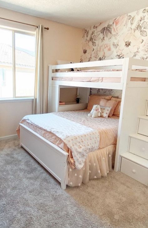 Cute Bedroom Ideas For Two Sisters, Girly Bunk Bed, Bedroom Ideas For 2 Sisters Bunk Beds, Sister Bedroom Bunkbeds, Bedroom Decor Ideas For Two Sisters, Kids Bedroom Bunkbeds Ideas, Bunkbed Shared Room Ideas, Cute Bedroom Ideas Bunkbeds, Cute Bunkbed Bedrooms