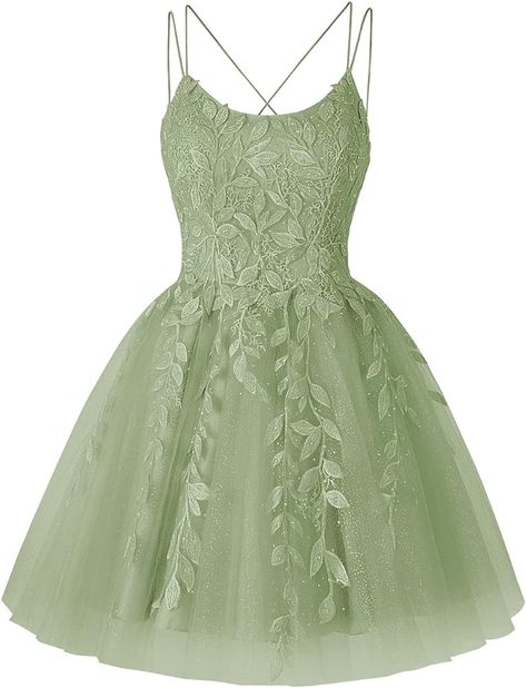 Quince Dama Dresses Green, Sage Dama Dresses, Green Dama Dresses For Quince, Short Grad Dresses, Dama Dresses For Quince, Green Bridesmaid Dresses Short, Green Dress Short, 15 Birthday Dresses, Short Puffy Dresses