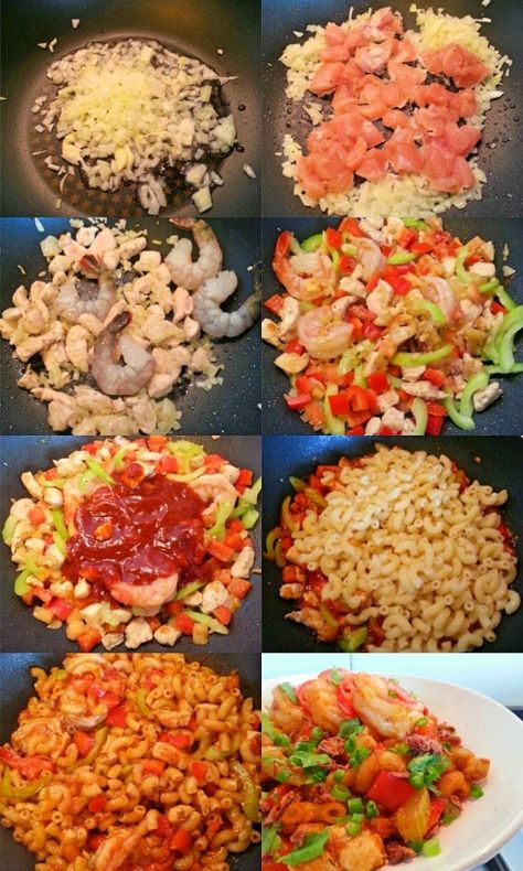 Spicy stir fry macaroni w/ chicken & shrimp Spicy Macaroni, Fried Macaroni, Macaroni Recipes, Chicken And Shrimp, Cooking Recipe, Cooking Food, Chicken Seasoning, East Asia, Asian Food