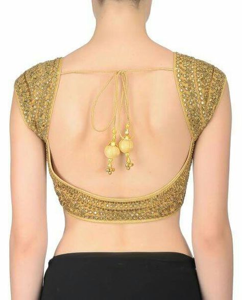 Blouse Back Designs, Sequined Blouse, Sleeveless Blouse Designs, Golden Blouse, Indian Outfits Lehenga, Blouse Back, Cap Sleeves Blouse, Indian Gowns Dresses, Unique Blouse Designs