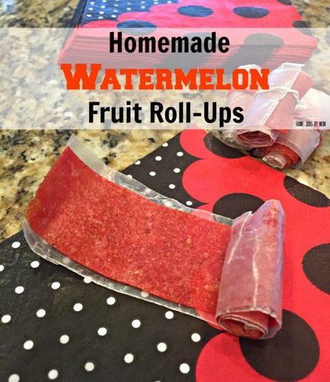 Homemade Watermelon Fruit Roll-Ups Fruit Roll Up Recipe, Fruit Rollups, Spicy Crackers, Different Kinds Of Fruits, Healthy Protein Bars, Roll Ups Recipes, Fruit Roll, Cut Watermelon, Fruit Roll Ups