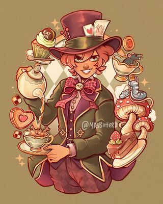 Mad Hatter Character Design, Mad Hatter Fanart, Mad Hatter Drawing, Mad Hatter Girl, Alice In Wonderland Fanart, Alice In Wonderland Series, Dark Alice In Wonderland, Alice In Wonderland Characters, Pinturas Disney