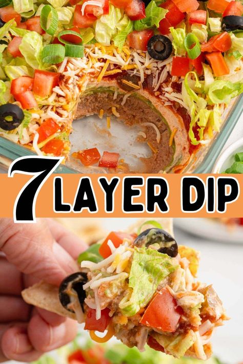 7 Layer Dip Easy, Mexican Taco Dip, Layered Bean Dip Recipe, Mexican Bean Dip, 7 Layer Bean Dip, Mexican Dip Recipes, Layer Dip Recipe, Taco Dip Easy, 7 Layer Taco Dip