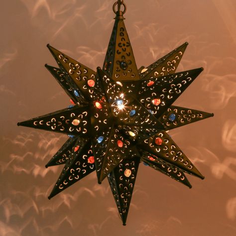 12" Tin Star Light - Flower Cut with Marbles - Hometown Evolution Inc. Mexican Tin Star, Tin Star Lights, Flower Cutout, Star Lantern, Tin Star, Star Lights, Punched Tin, Star Lanterns, Star Lamp