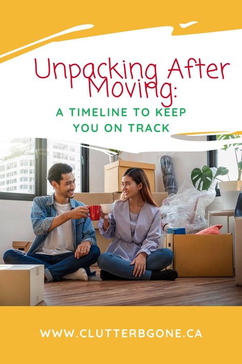 Moving is an exciting time as it means the start of a new chapter. It often involves stress, though, as you plan out how best to get through the process. After all, it’s not likely something that you do regularly. To help you after move-in day, when you find yourself amidst boxes, refer to this timeline to start to settle into your new home. Unpacking After Moving, Moving Day, Home Organization Hacks, Find Yourself, New Chapter, Organization Hacks, The Start, The Process, New Home