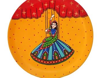 HomeDecoRatioLLC - Etsy Terracotta Plates Painting, Wall Plates Decor, Aari Drawing, Terracotta Plates, Dancer Artwork, Terracotta Plate, Coasters Design, Mdf Art, Traditional Rangoli