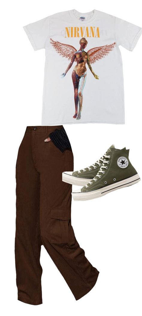 Olive Converse Outfit, Olive Green Converse Outfit, Olive Converse, Green Converse Outfit, Olive Green Converse, Nirvana Outfit, Olive Green Outfit, Converse Brown, Converse Outfit