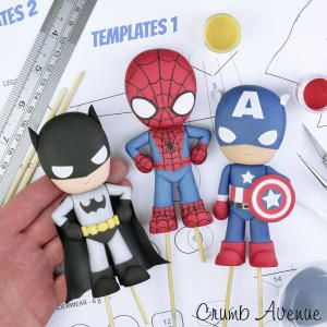 Superhero Cake Toppers Superhero Cake Toppers, Spiderman Cake Topper, Spiderman Birthday Cake, Marvel Birthday Party, Doll Cake Topper, Superhero Birthday Cake, Spiderman Theme, Cake Topper Tutorial, Superhero Cake