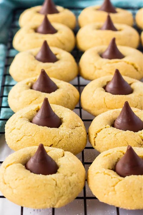 Peanut Butter Blossoms Recipe, Hershey Kiss Cookies, Peanut Butter Blossom, Peanut Blossoms, Butterscotch Candy, Soft Peanut Butter Cookies, Peanut Butter Blossom Cookies, Classic Peanut Butter Cookies, Blossom Cookies