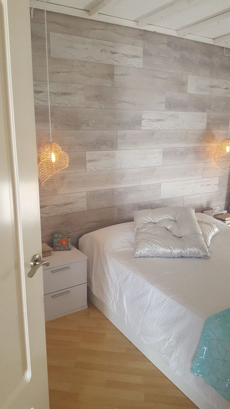 Tiles Bedroom, Bedroom Pendant, Shiplap Accent Wall, Small Apartment Decorating, Couple Bedroom, Loft Apartment, Home Doors, Home Upgrades, Bathroom Renos