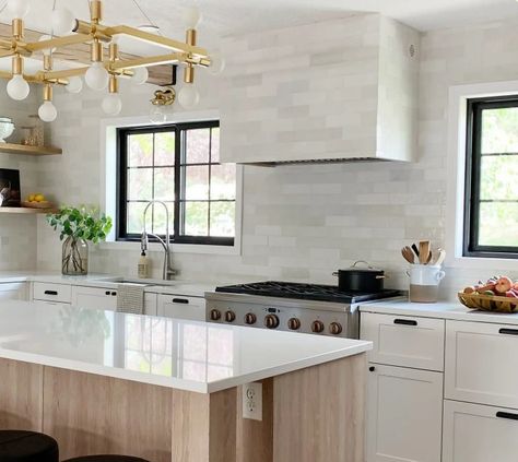 Kitchen Backsplash & Range Hood by Chris Loves Julia | Bedrosians Tile & Stone Cloe Ceramic Tile, White Chloe Tile Kitchen Backsplash, Chloe Tile Bedrosians, Chloe Bedrosians Tile, Chloe White Tile Bedrosians, Chloe Backsplash, Bedrosians Chloe, Chloe Tile Kitchen Backsplash, Bedrosians Cloe Tile White