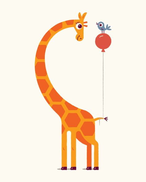 Bright Baby loves giraffe illustration by Bob Daly  Kids Illustrations #BrightBaby www.bright-baby.com Animal Friends Illustration, Giraffe Balloon, Giraffe Graphic, Giraffe Poster, Bright Illustration, Giraffe Drawing, Giraffe Illustration, Illustration Kunst, Kids Illustration