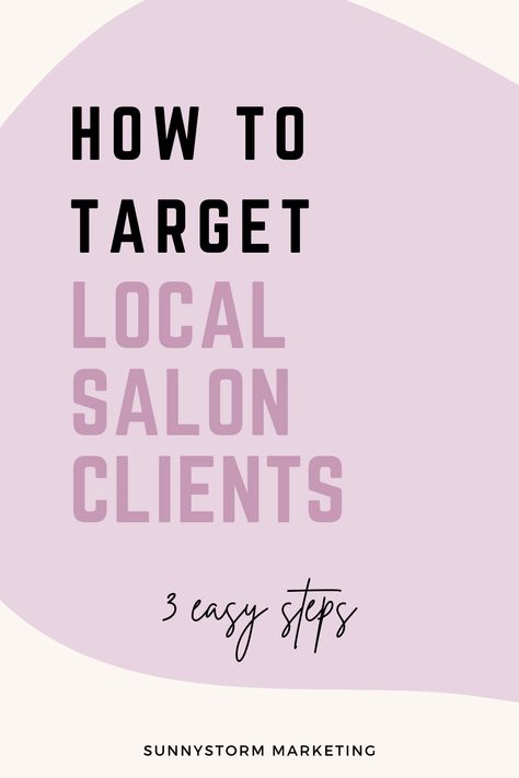 Here's a salon marketing idea that you won't want to miss: 3 ways to grow your beauty business by targeting local clients for your hair salon, beauty salon, waxing studio, lash studio, or as a makeup artist. By using social media, advertising, and Google marketing, you can have a business plan and marketing plan in place that grows your books and targets perfect clients every day. Beauty Salon Advertising Ideas, Botox Marketing Ideas, Beauty Salon Promotion Ideas, Makeup Artist Marketing Ideas, Waxing Marketing Ideas, Hair Stylist Marketing Ideas, Medspa Marketing Ideas, Hairstylist Advertising Ideas, Salon Event Ideas