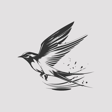 Swallow Vector, Swallow Tattoos, Illustration Bird, Bird Vector, Swallow Tattoo, Swallow Bird, Witchy Jewelry, Bird Illustration, Illustration Vector