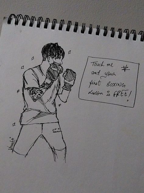 Bts jungkook boxing sketch Rough Pen Sketches, Rough Sketches Doodles, Boxing Sketch, Jungkook Doodle, Jungkook Boxing, Boxing Drawing, Boxing Lessons, Rough Sketches, Sketching Ideas