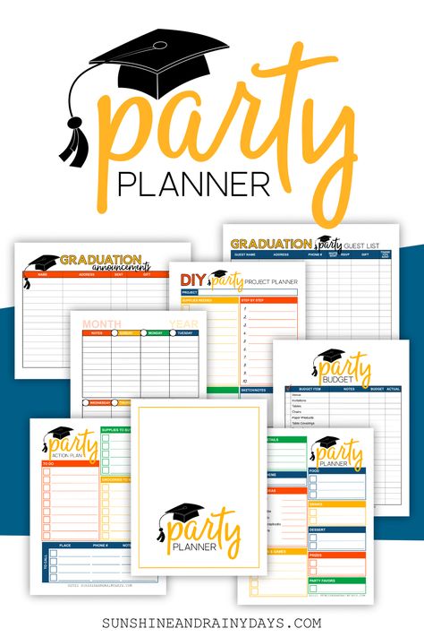 Graduation Party Planner, Guest List Template, Graduation Printables, Gift Tracker, Budget Party, Graduation Party Planning, Binder Cover, Graduation Post, Party Projects